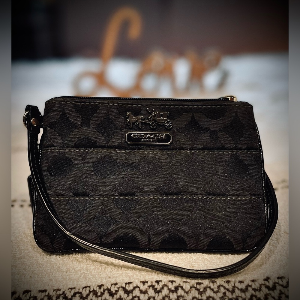 Coach Black Fabric Wristlet